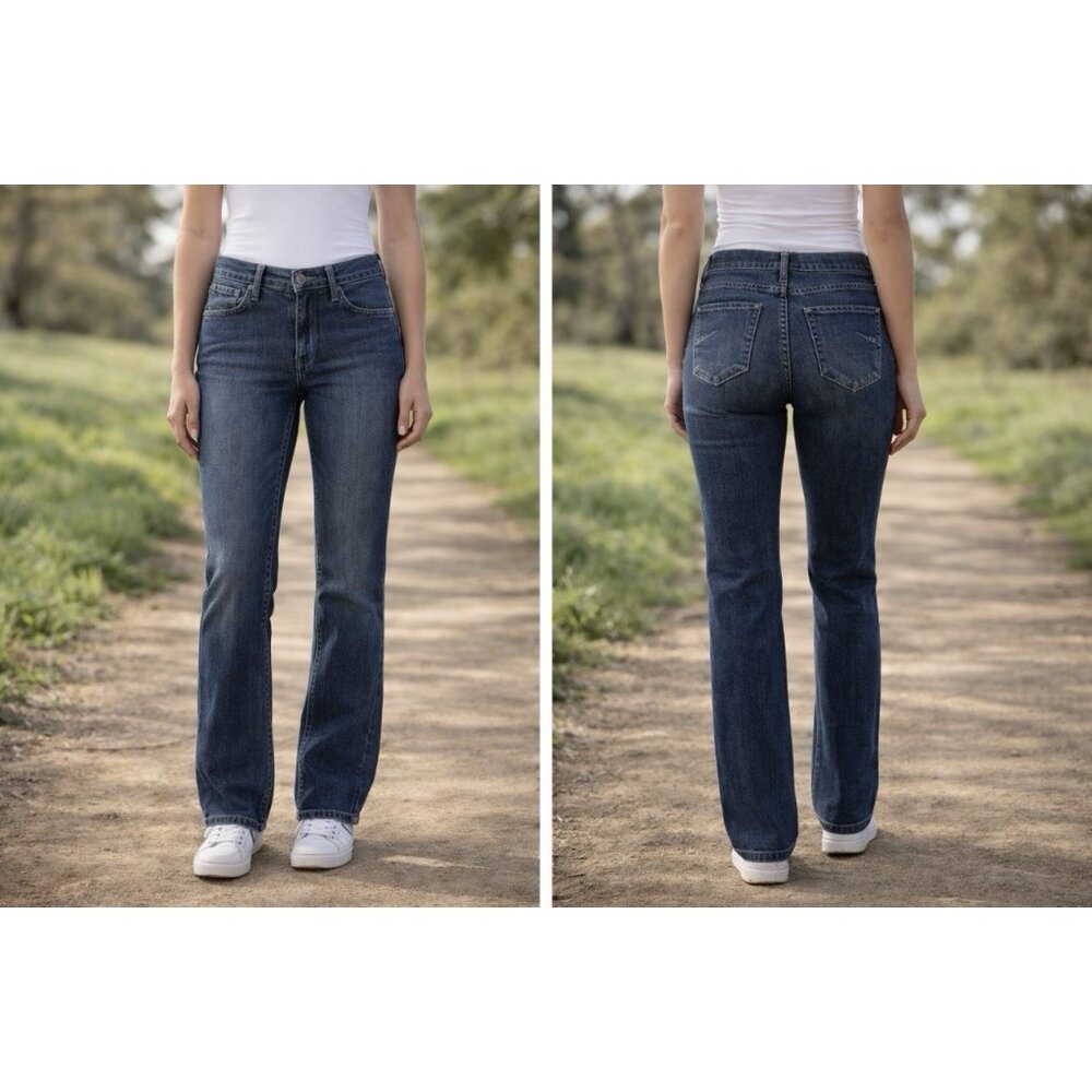 James Jeans Rudy Ballerina Flat Jeans Straight Leg Laguna Denim Blue USA Size 27